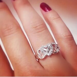 Silver Heart Infinity Ring